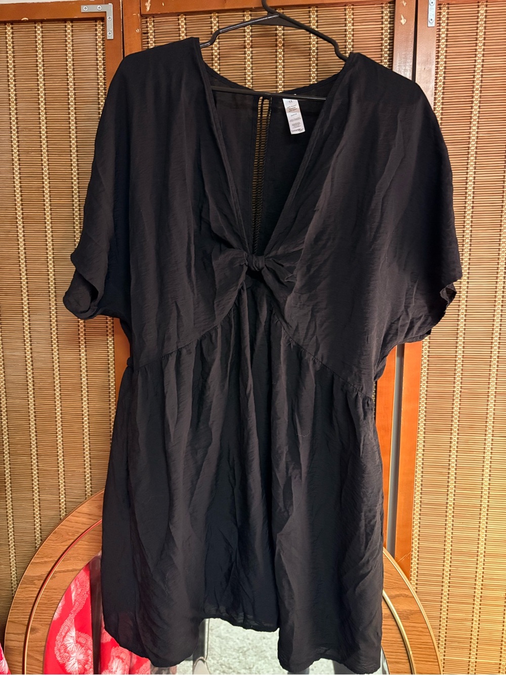 625. Black V-Neck Short Summer Dress - Picture 3 of 3